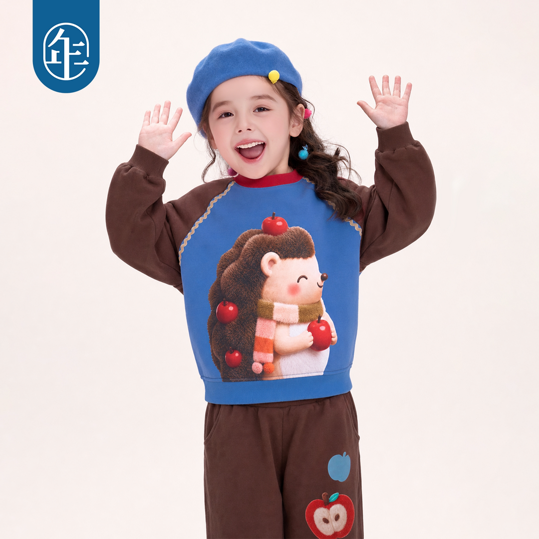 Hedgehog & Bear Raglan Sweatshirt 苹果森林插肩圆领卫衣