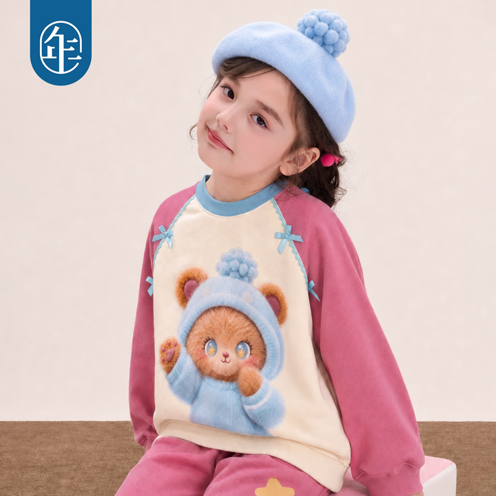 Hedgehog & Bear Raglan Sweatshirt 苹果森林插肩圆领卫衣