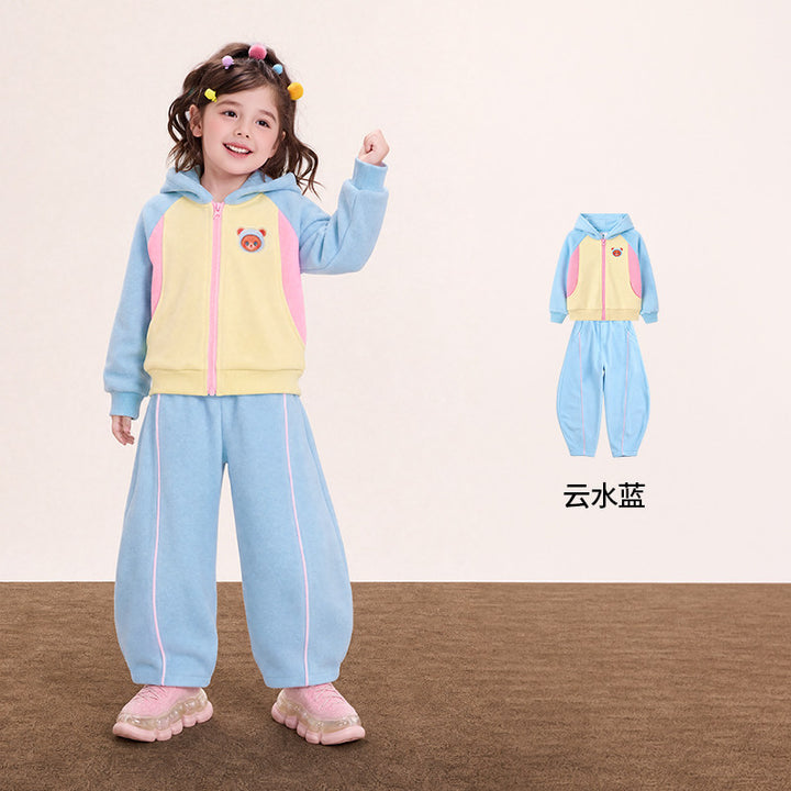 Bear-Ear Fleece Hoodie & Jogger Set 苹果森林熊耳摇粒绒套装 – Light Blue 云水蓝