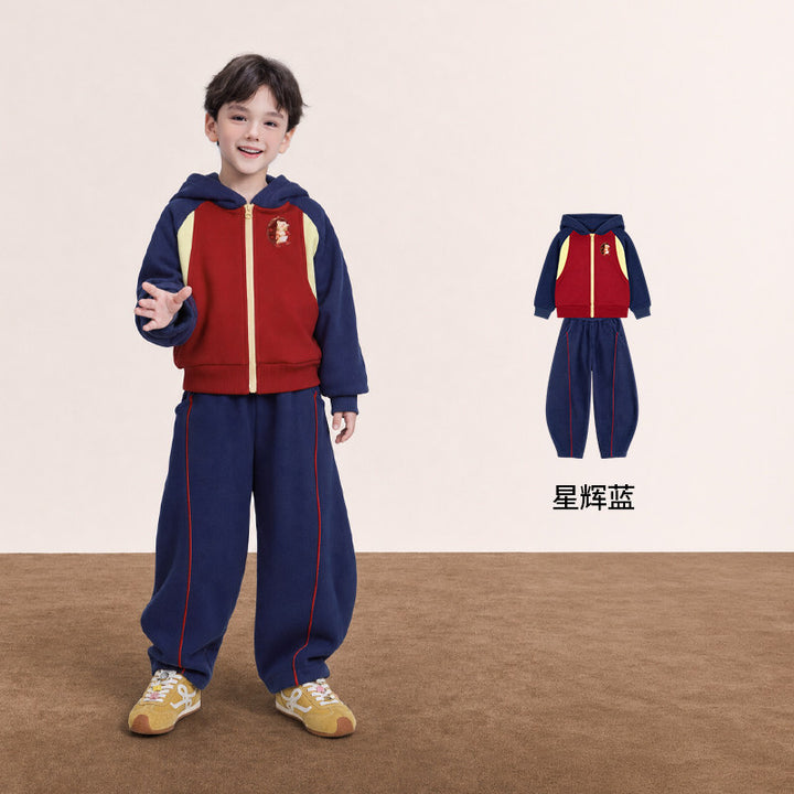 Bear-Ear Fleece Hoodie & Jogger Set 苹果森林熊耳摇粒绒套装 – Navy 星辉蓝