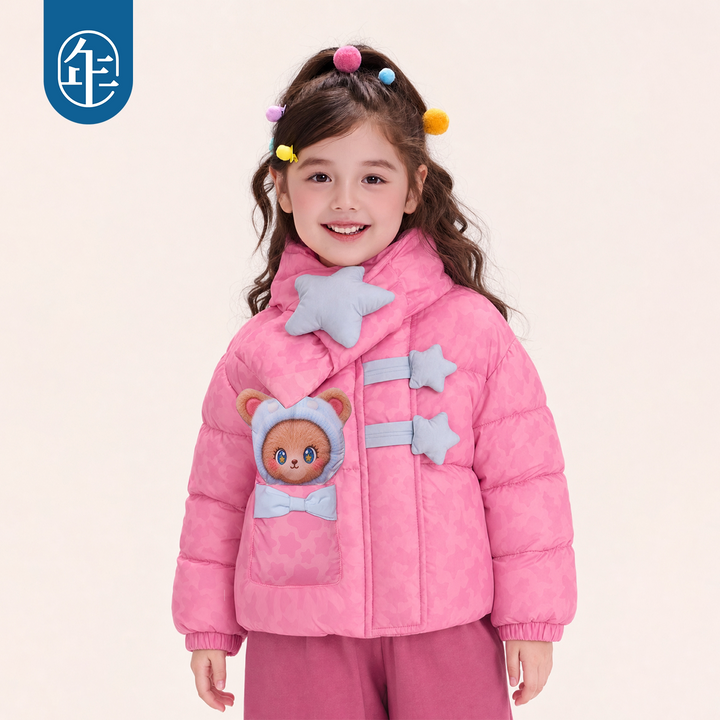 Apple Forest Padded Puffer Jacket with Scarf 苹果森林加厚棉服