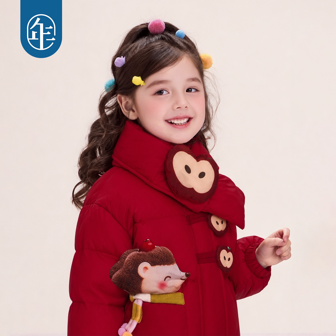 Apple Forest Padded Puffer Jacket with Scarf 苹果森林加厚棉服