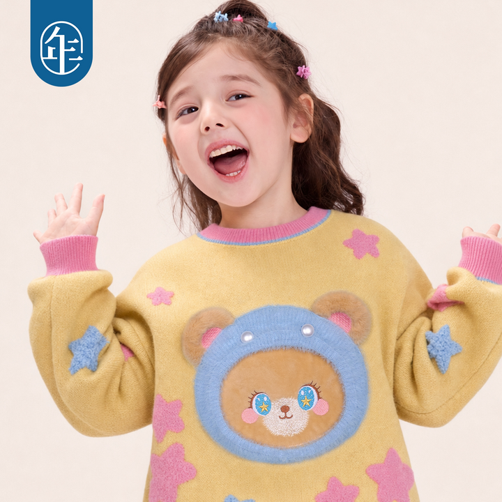 Hedgehog & Bear Cotton Crewneck Sweater 苹果森林卡通毛衣