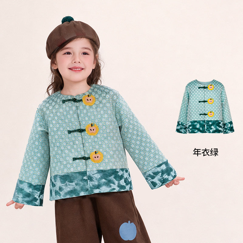 Apple Button Brocade Tang Jacket 苹果森林中式唐装外套 – Green 年衣绿