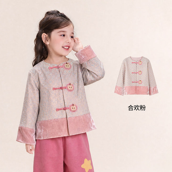 Apple Button Brocade Tang Jacket 苹果森林中式唐装外套 – Pink 合欢粉