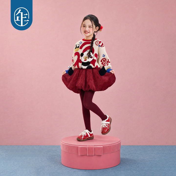 Panda Fu Jacquard Cotton Sweater 熊猫抱福棉纱毛衣