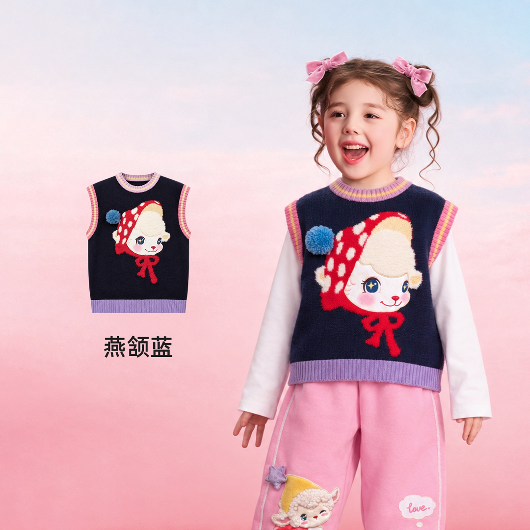 Fluffy Lamb Knit Sweater Vest 真羊气针织背心 – Navy 燕颔蓝
