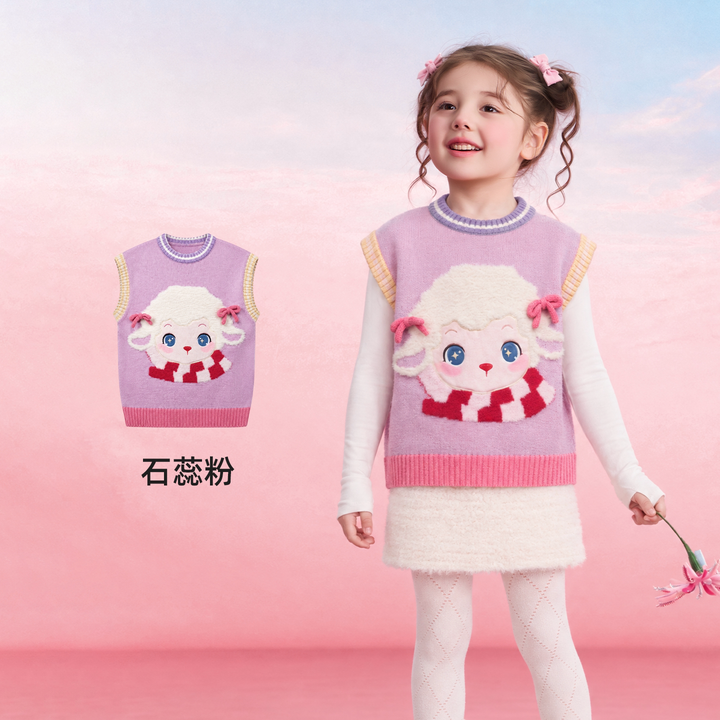 Fluffy Lamb Knit Sweater Vest 真羊气针织背心 – Pink 石蕊粉