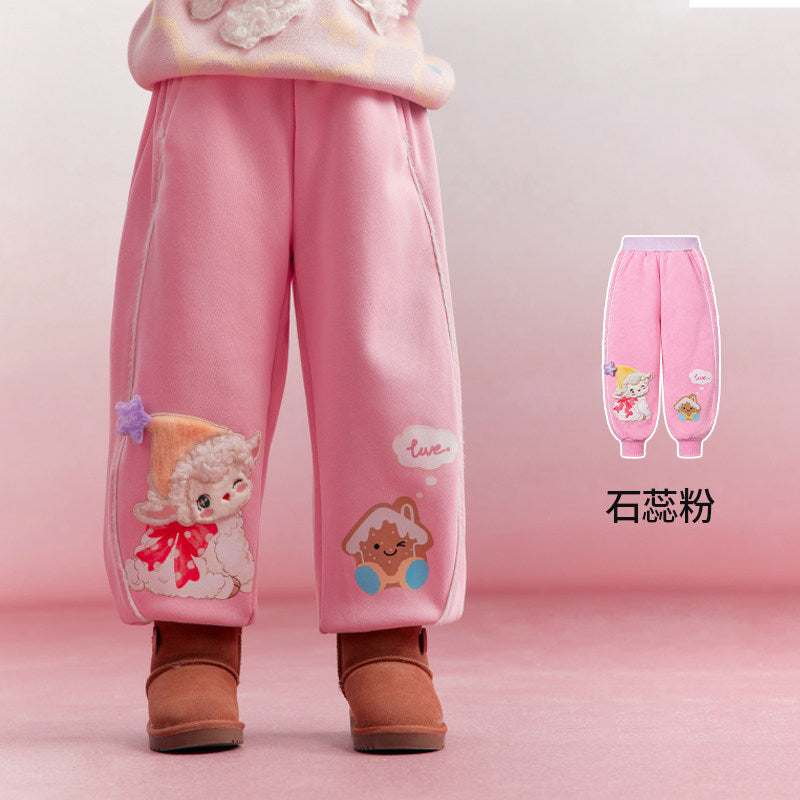 Lamb Fleece-Lined Jogger Pants 小羊加绒收脚卫裤 – Pink 石蕊粉