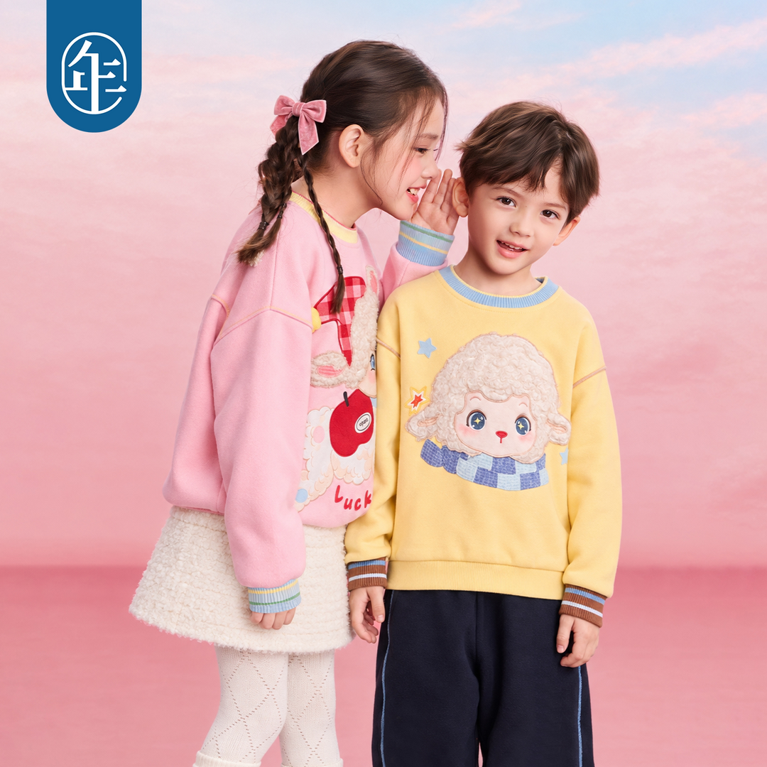 Fluffy Lamb Fleece-Lined Sweatshirt 立体小羊加绒圆领卫衣