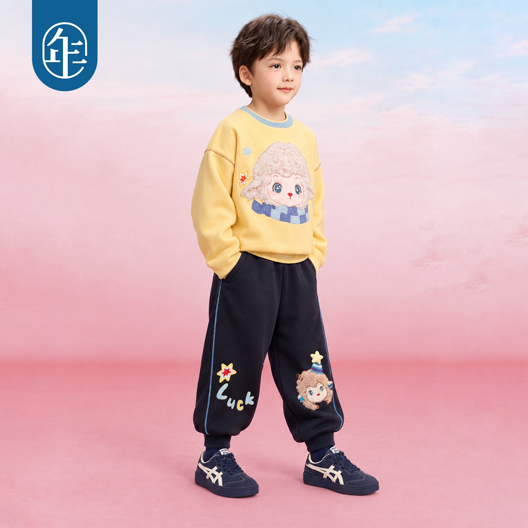 Fluffy Lamb Fleece-Lined Sweatshirt 立体小羊加绒圆领卫衣