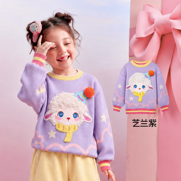 Fluffy Lamb Cotton Crewneck Sweater 真羊气圆领毛衣 – Lilac 芝兰紫