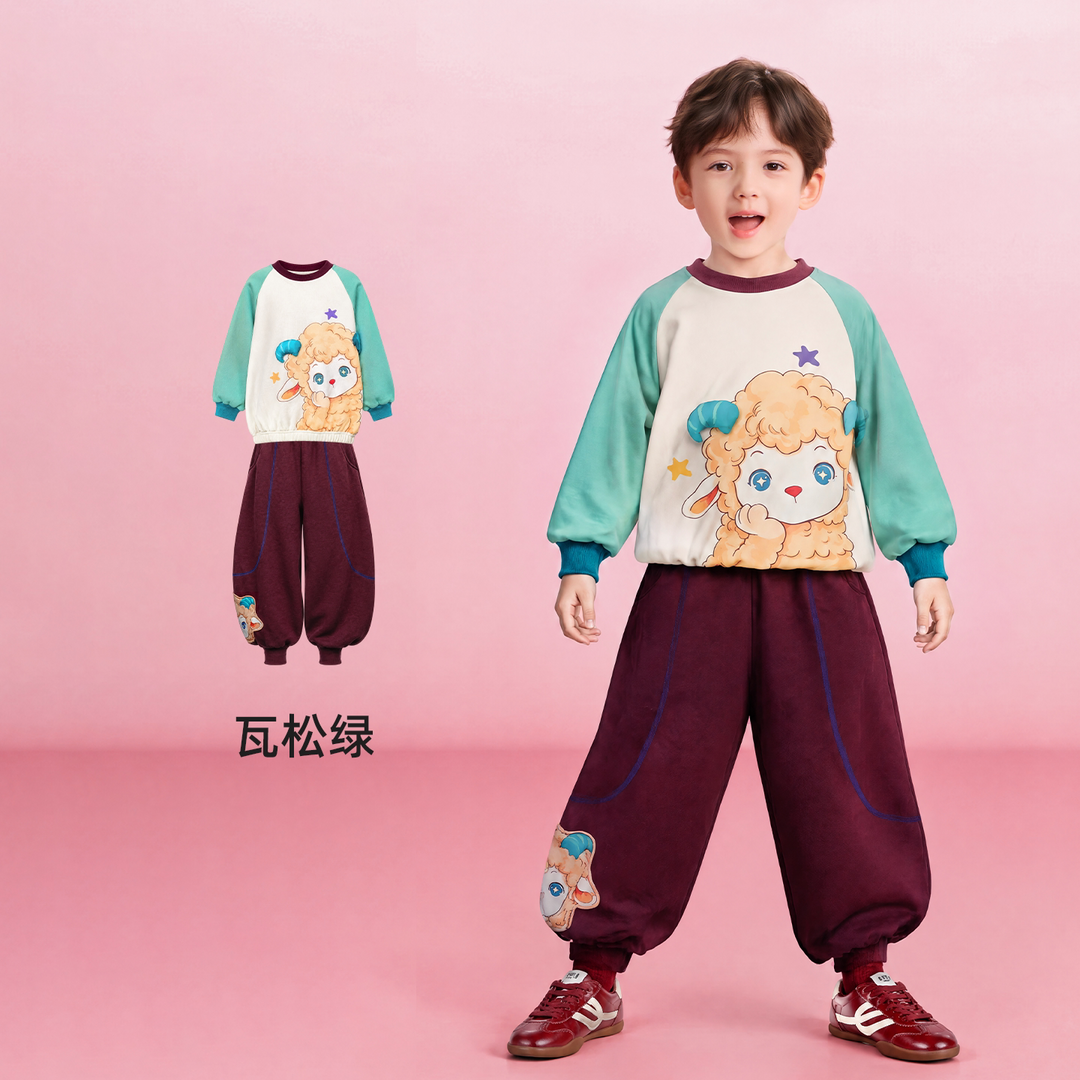 Lamb Fleece Sweatshirt & Jogger Set 真羊气加绒卫衣套装 – Teal 瓦松绿