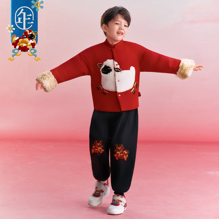 Lamb Patch Padded Tang Jacket 小羊贴布加绒唐装棉服