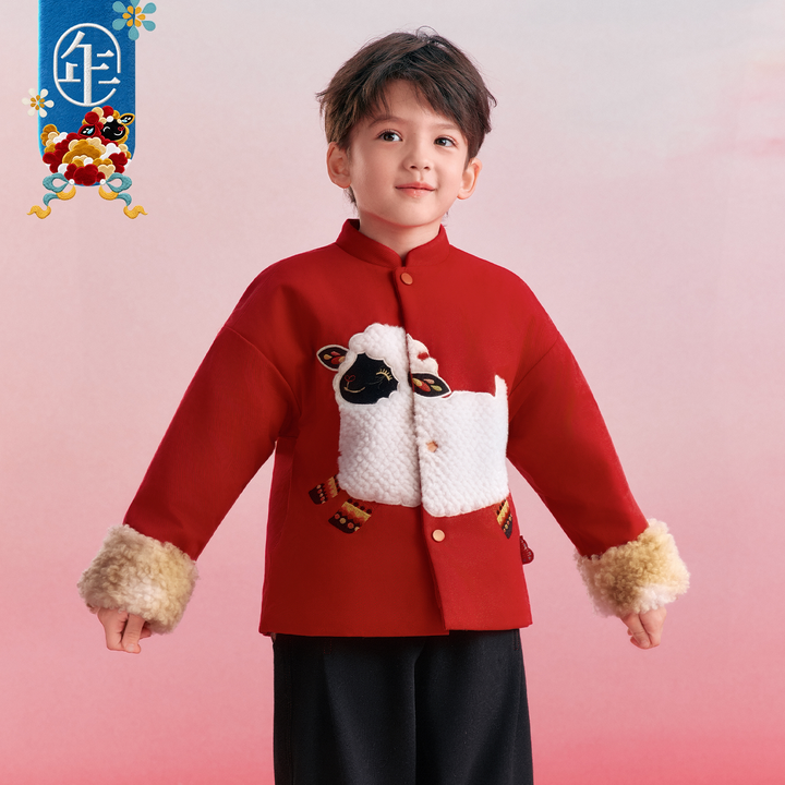 Lamb Patch Padded Tang Jacket 小羊贴布加绒唐装棉服