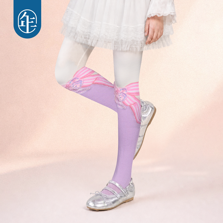 Bow Print Footed Tights 静待花开蝴蝶结连裤袜