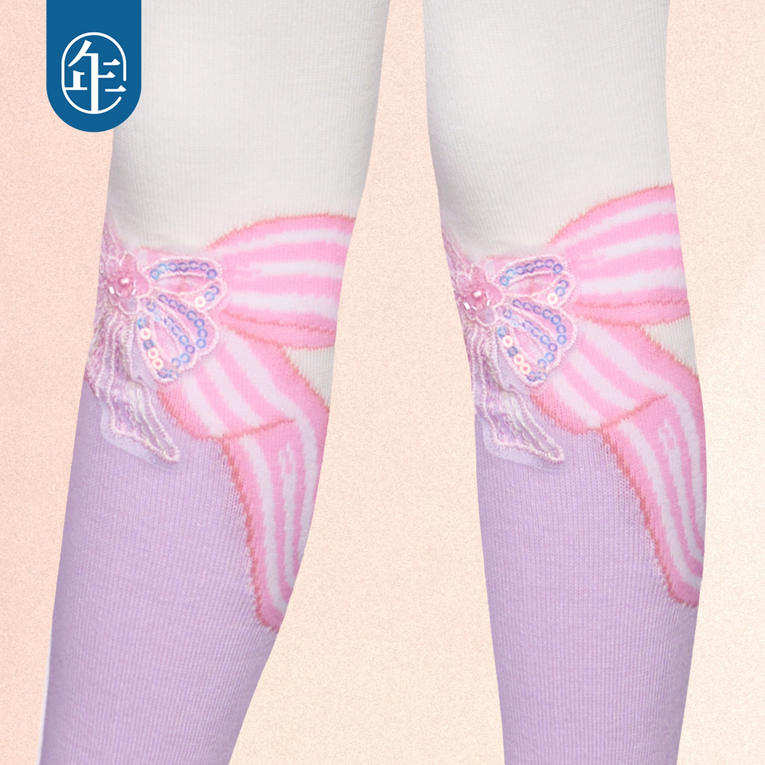 Bow Print Footed Tights 静待花开蝴蝶结连裤袜