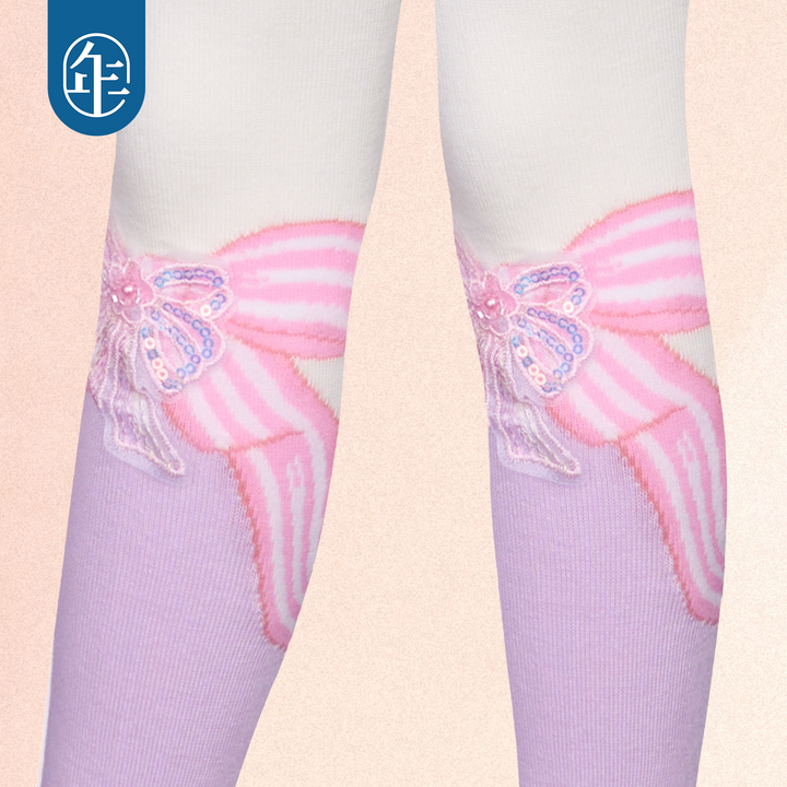 Bow Print Footed Tights 静待花开蝴蝶结连裤袜