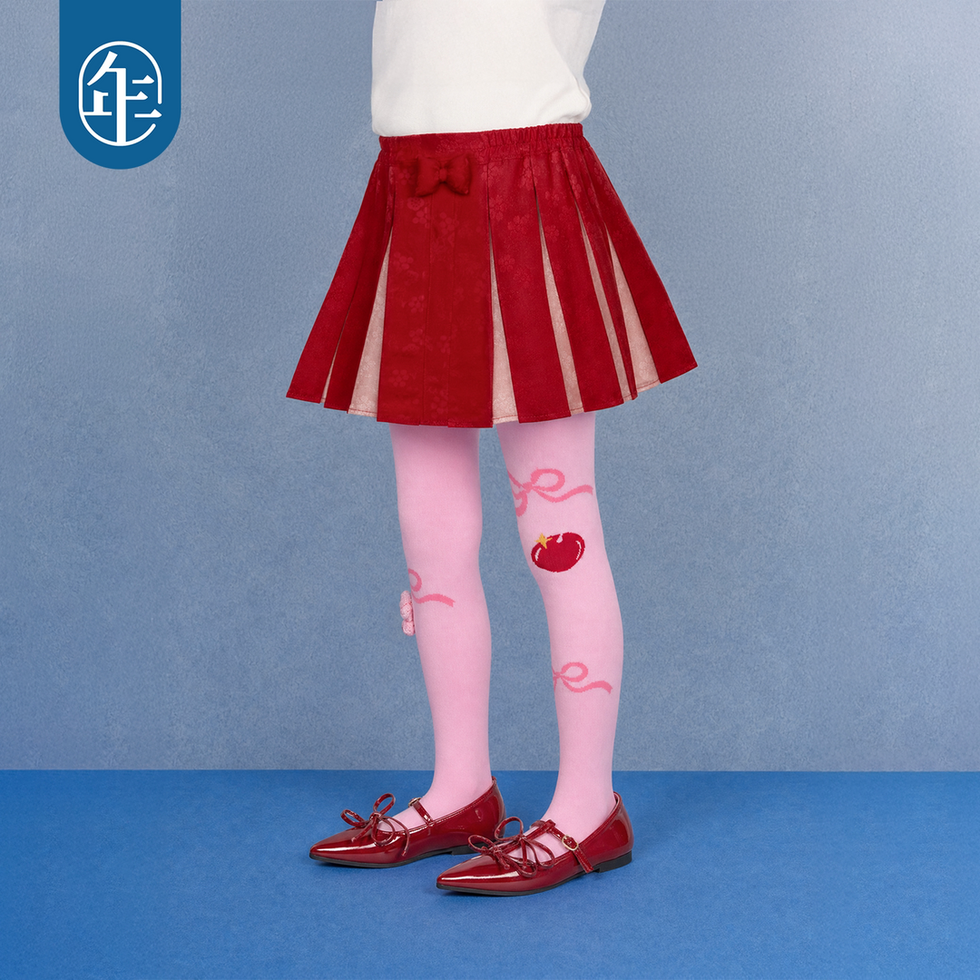 Bow & Cherry Footed Cotton Tights 蝴蝶结樱桃连裤袜
