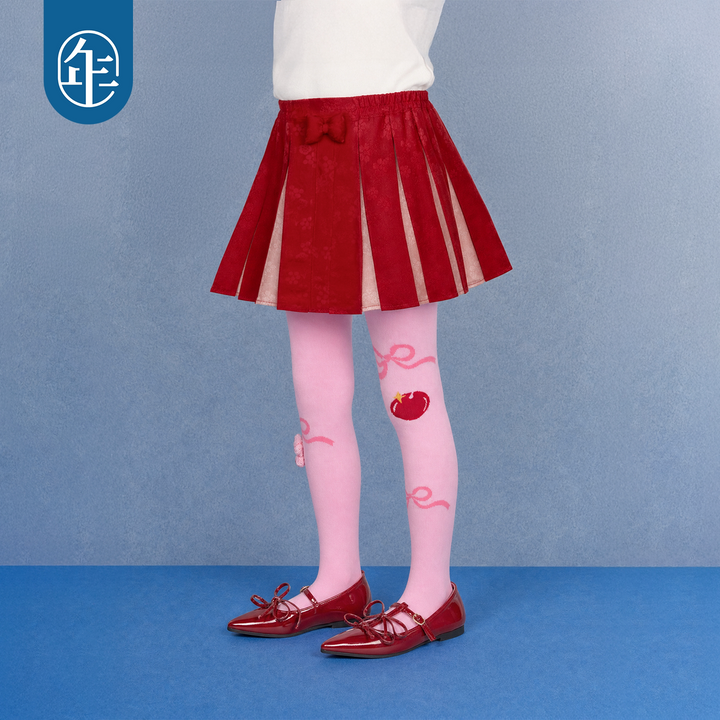 Bow & Cherry Footed Cotton Tights 蝴蝶结樱桃连裤袜