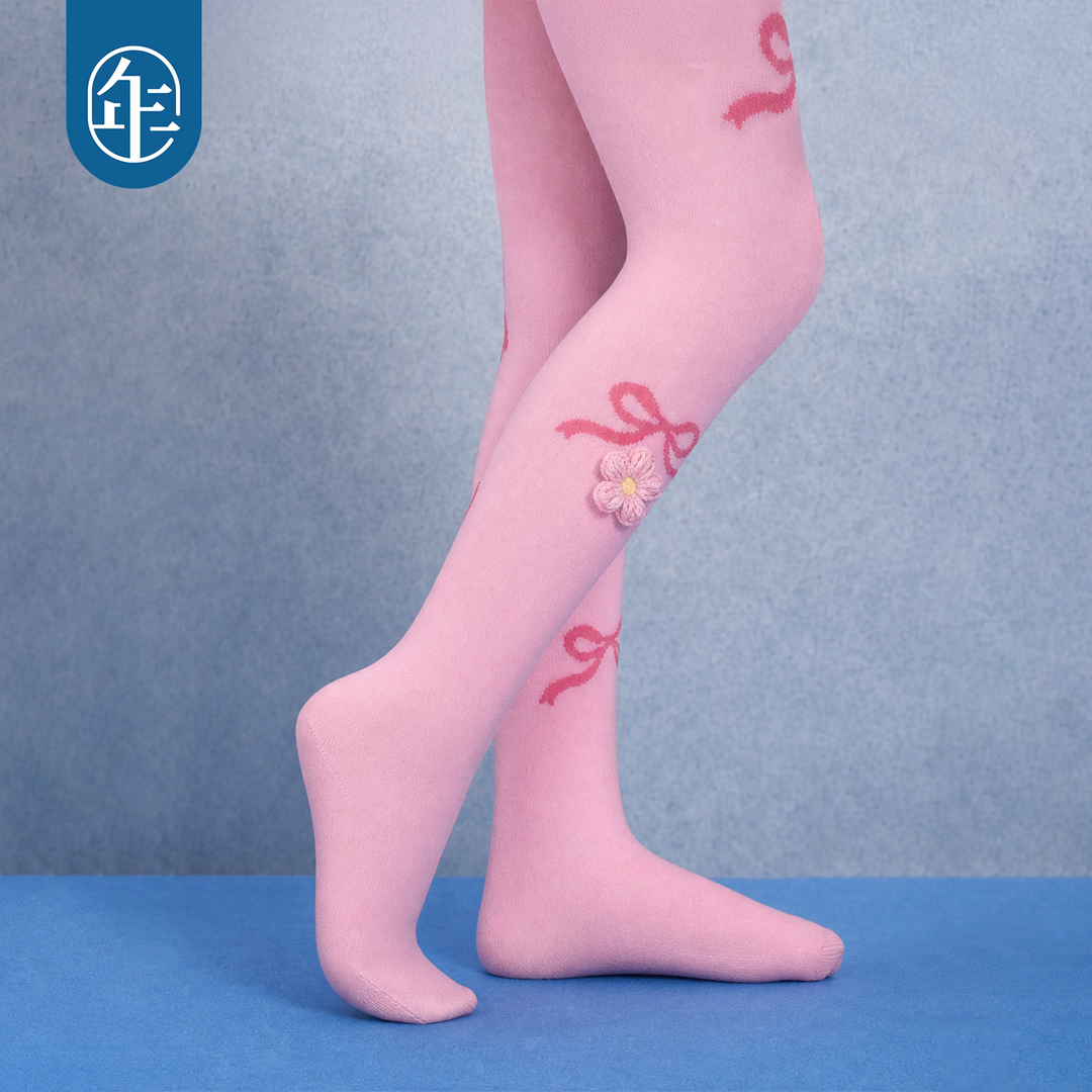 Bow & Cherry Footed Cotton Tights 蝴蝶结樱桃连裤袜
