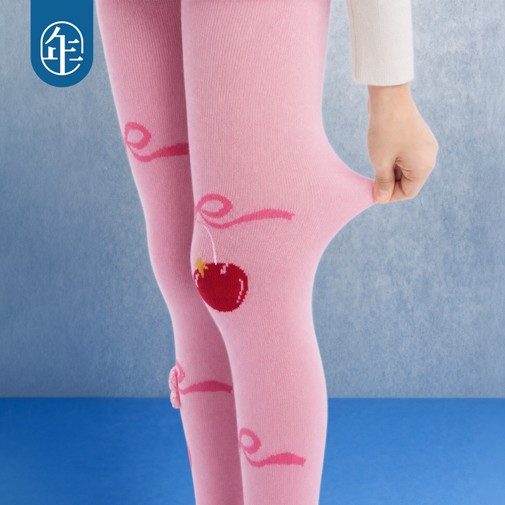 Bow & Cherry Footed Cotton Tights 蝴蝶结樱桃连裤袜