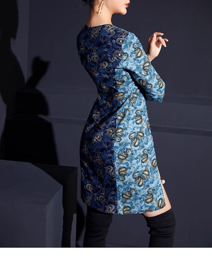 COLOR BLOCK CONTEMPORARY CHEONGSAM TUNIC