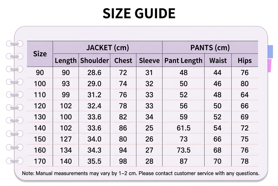 English size chart