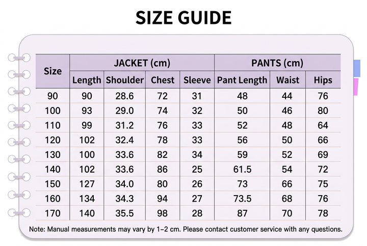 English size chart