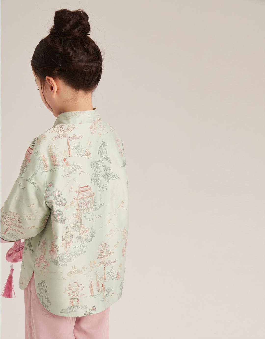 Girls' Landscape Embroidered Jacket & Cuffed Jeans 女童古风山水刺绣外套·牛仔裤 – Jacket – back