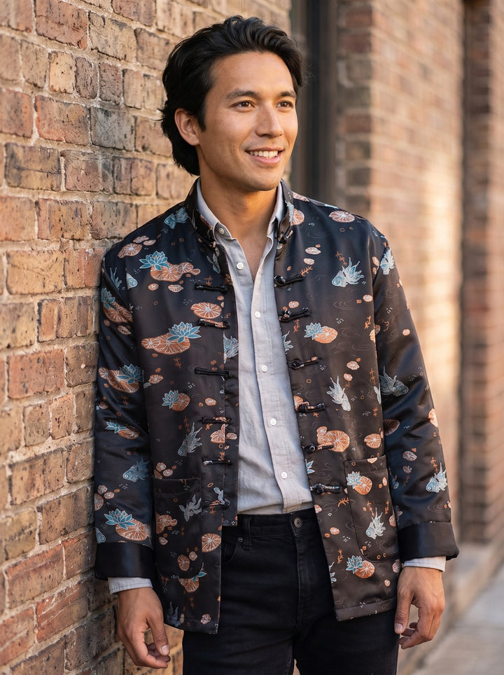 Lotus Pond Koi Tang Jacket 荷塘锦鲤唐装外套 – model photo