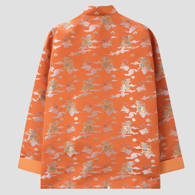 Orange Qilin Jacquard Tang Jacket 麒麟提花唐装外套（橘色） – product photo