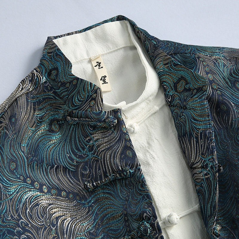 Peacock Feather Tang Jacket 孔雀翎唐装外套 – product photo