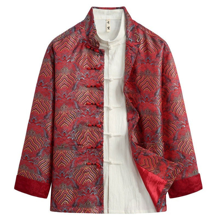 Sea Wave Brocade Tang Jacket 织锦缎海水纹唐装外套 – product photo
