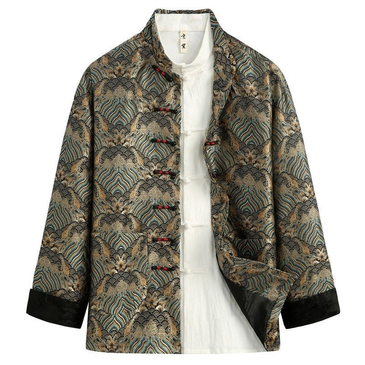 Sea Wave Brocade Tang Jacket 织锦缎海水纹唐装外套 – product photo
