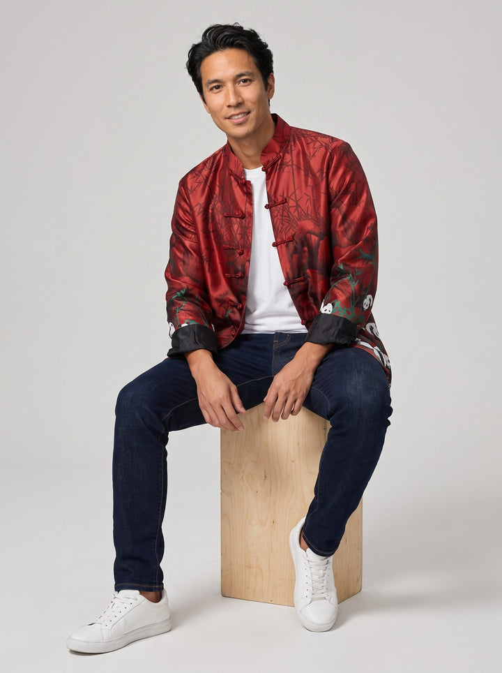 Panda Bamboo Tang Jacket 熊猫竹韵唐装外套 – model photo