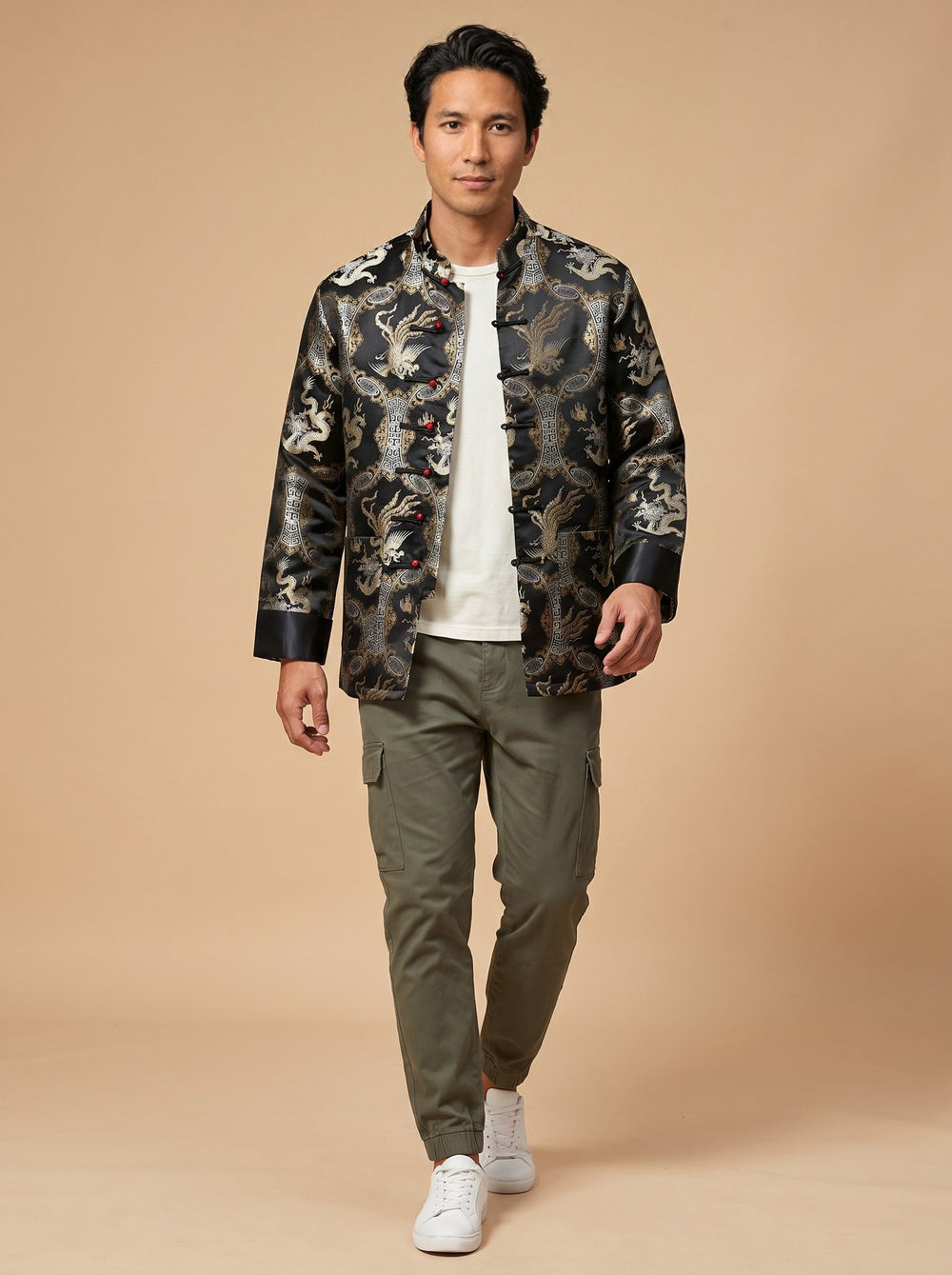Dragon & Phoenix Tang Jacket 龙凤呈祥唐装外套 – model photo