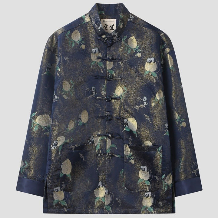Navy Floral Tang Jacket 花卉印花唐装外套 – product photo