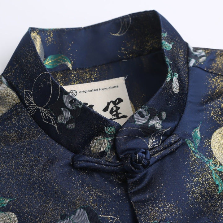 Navy Floral Tang Jacket 花卉印花唐装外套 – product photo