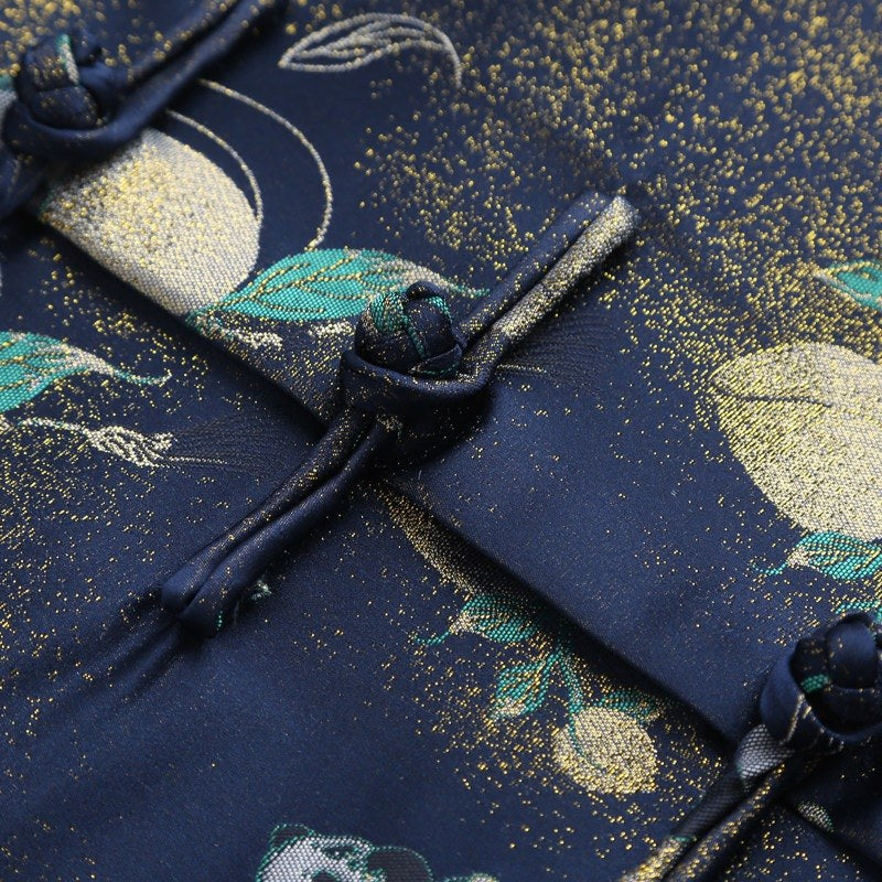 Navy Floral Tang Jacket 花卉印花唐装外套 – product photo