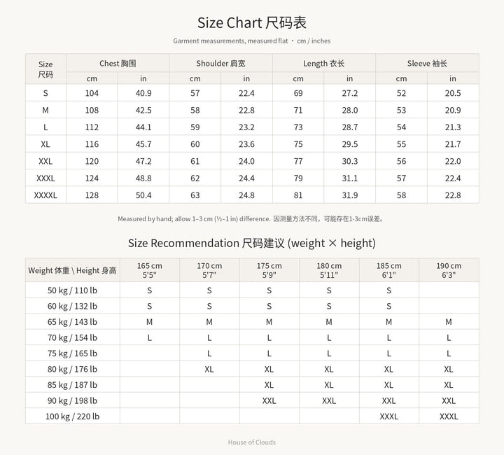 Navy Floral Tang Jacket 花卉印花唐装外套 – size chart