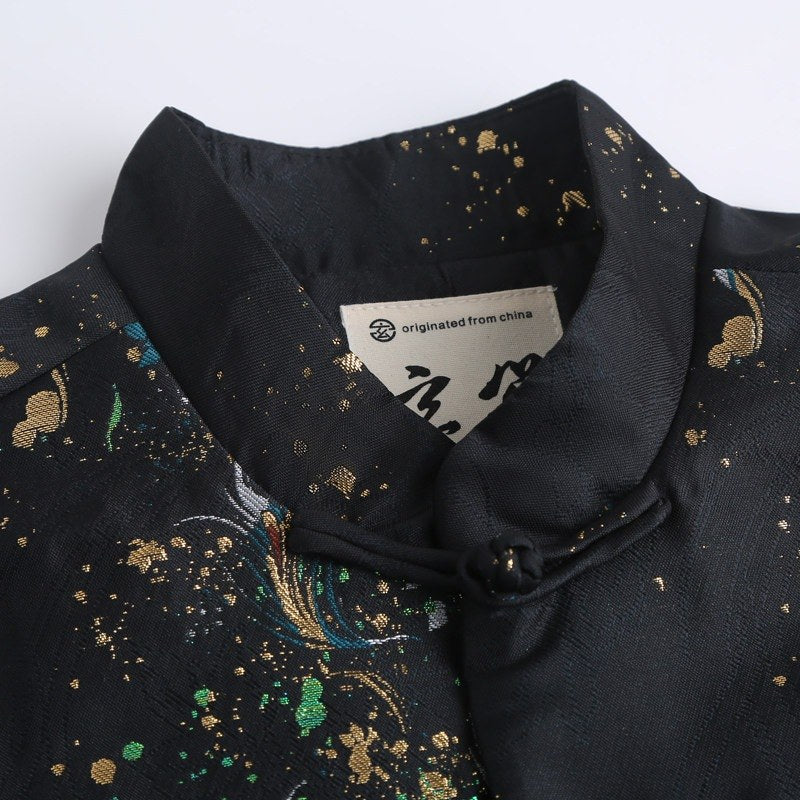 Azure Phoenix Padded Tang Jacket 青鸾印花棉服唐装 – product photo