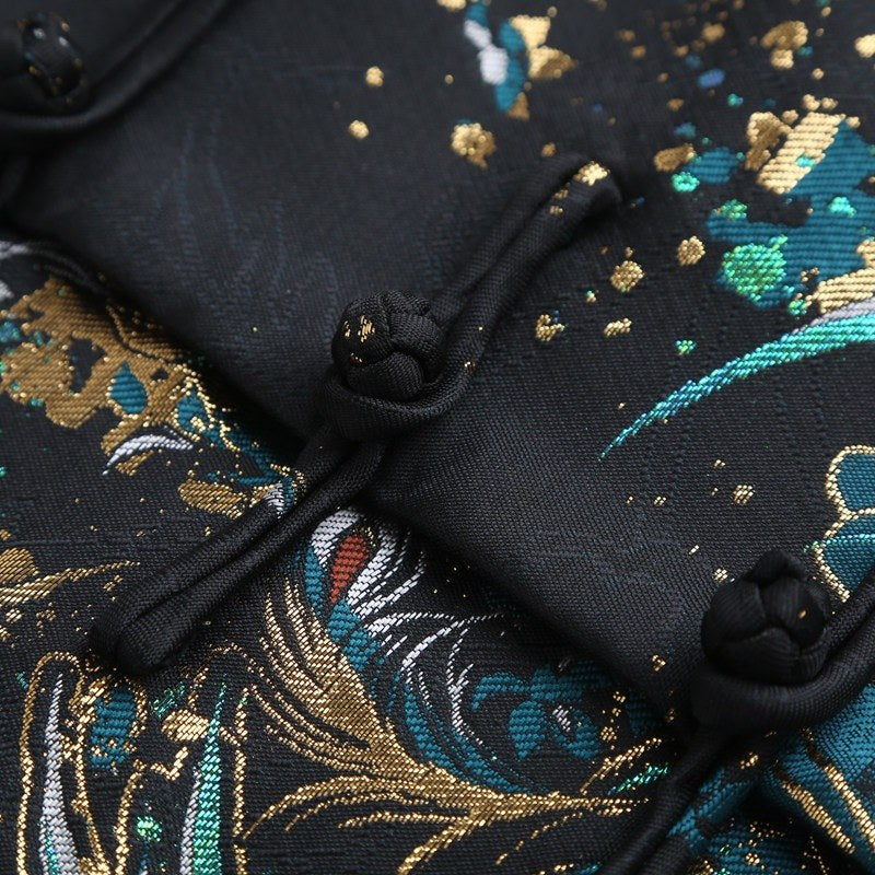Azure Phoenix Padded Tang Jacket 青鸾印花棉服唐装 – product photo