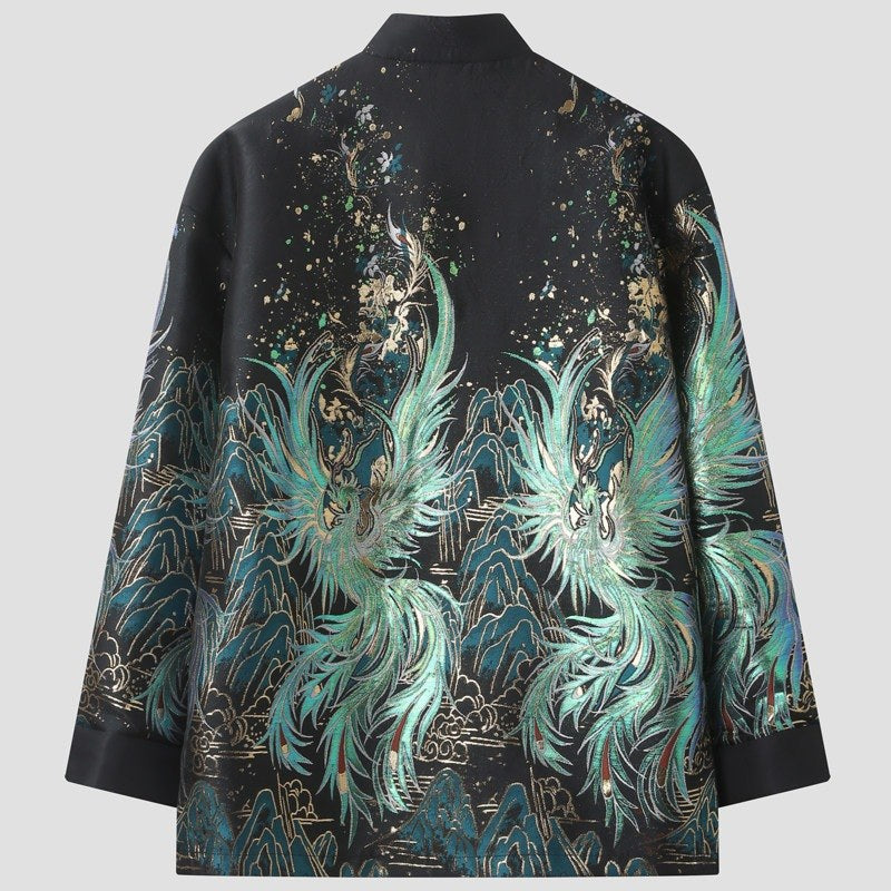 Azure Phoenix Padded Tang Jacket 青鸾印花棉服唐装 – product photo