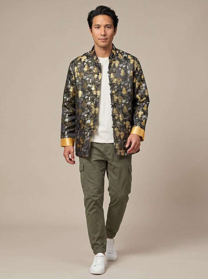 Golden Gourd Jacquard Tang Jacket 金丝葫芦提花唐装外套 – model photo