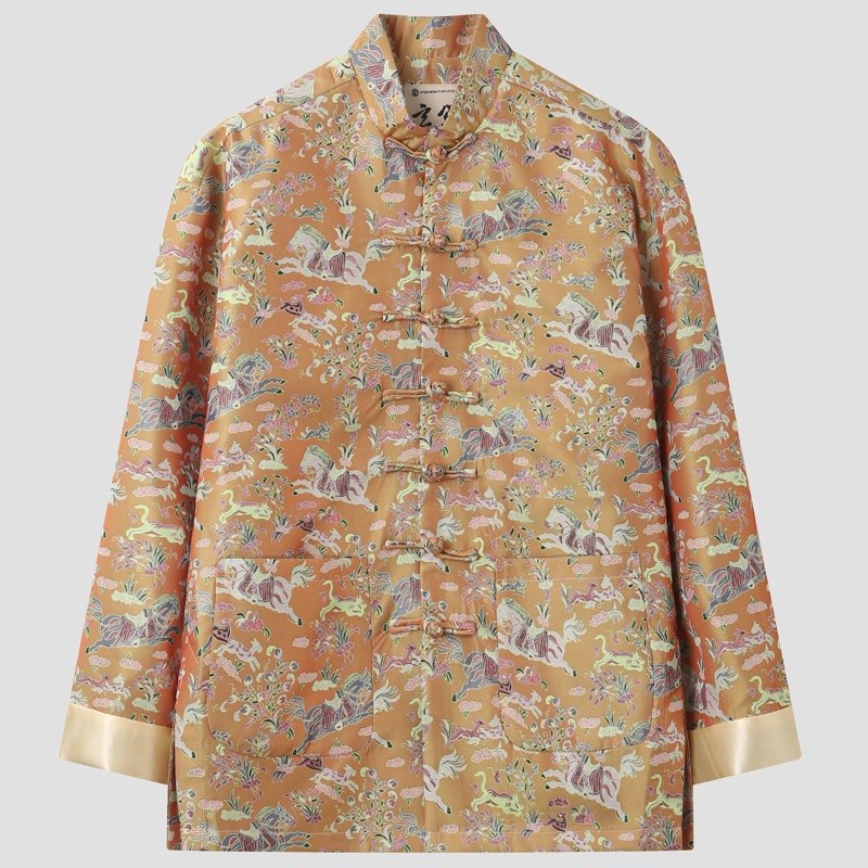 Golden Qilin Jacquard Tang Jacket 麒麟提花唐装外套（深黄） – product photo