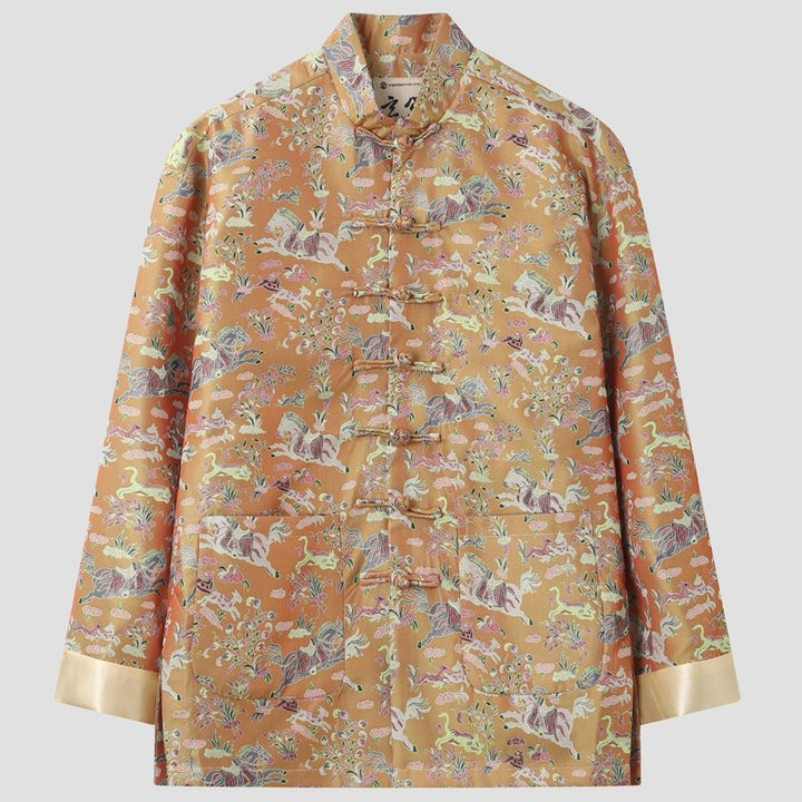 Golden Qilin Jacquard Tang Jacket 麒麟提花唐装外套（深黄） – product photo