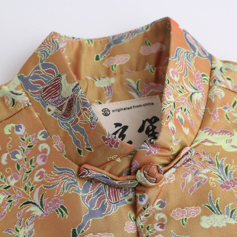 Golden Qilin Jacquard Tang Jacket 麒麟提花唐装外套（深黄） – product photo
