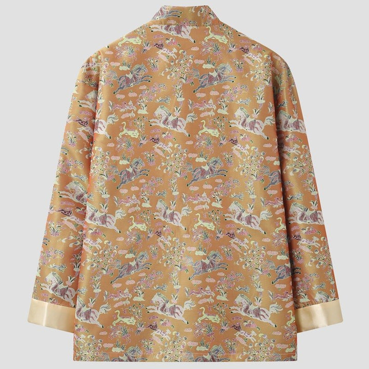 Golden Qilin Jacquard Tang Jacket 麒麟提花唐装外套（深黄） – product photo