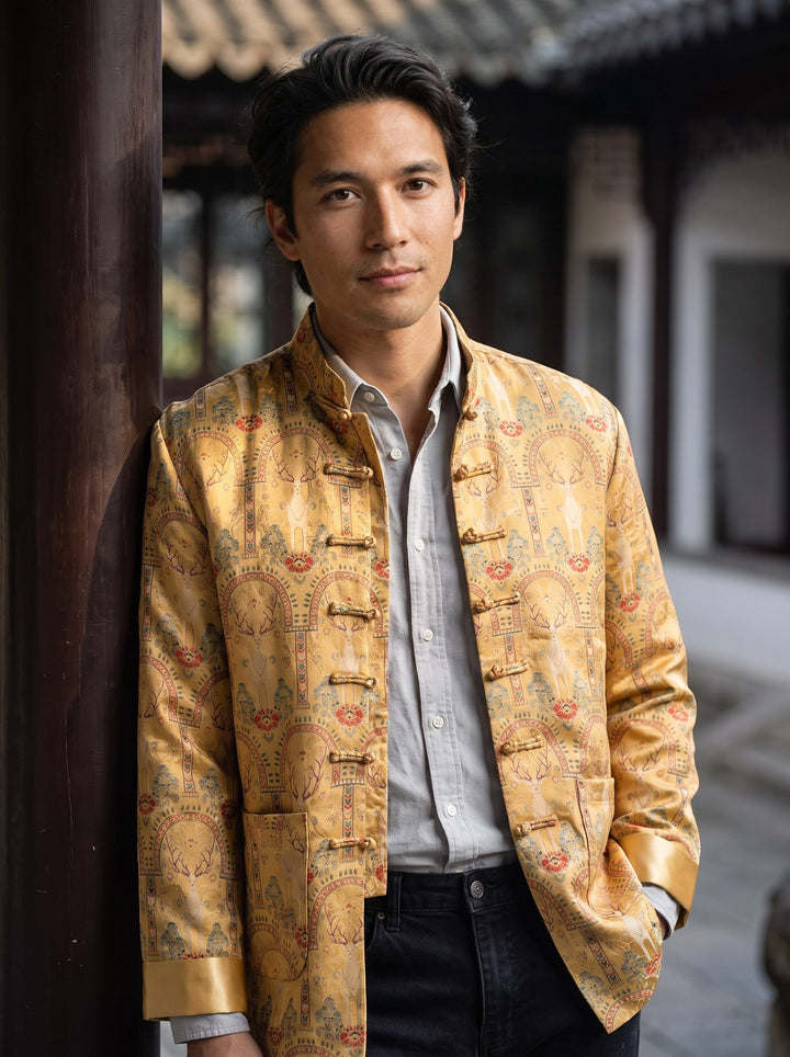Imperial Garden Tang Jacket 宫廷花园印花唐装外套 – model photo